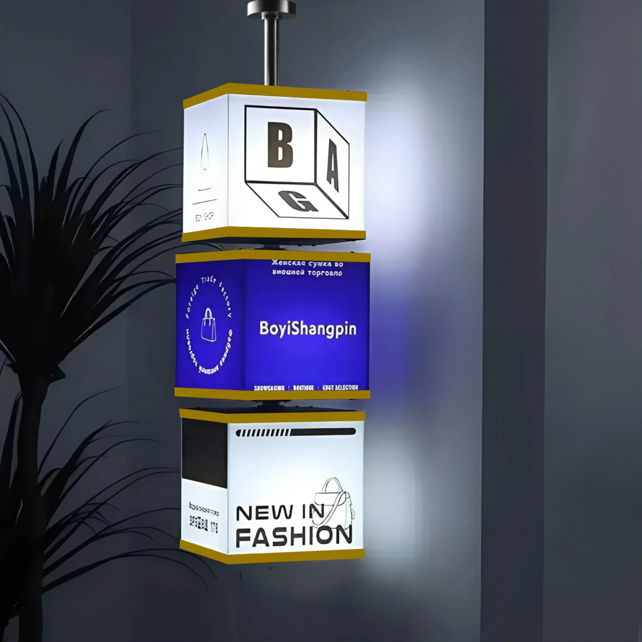 Hộp đèn quảng cáo LED mica Xoay vô cực 3 tầng-1 Hộp đèn quảng cáo LED mica Xoay vô cực 3 tầng