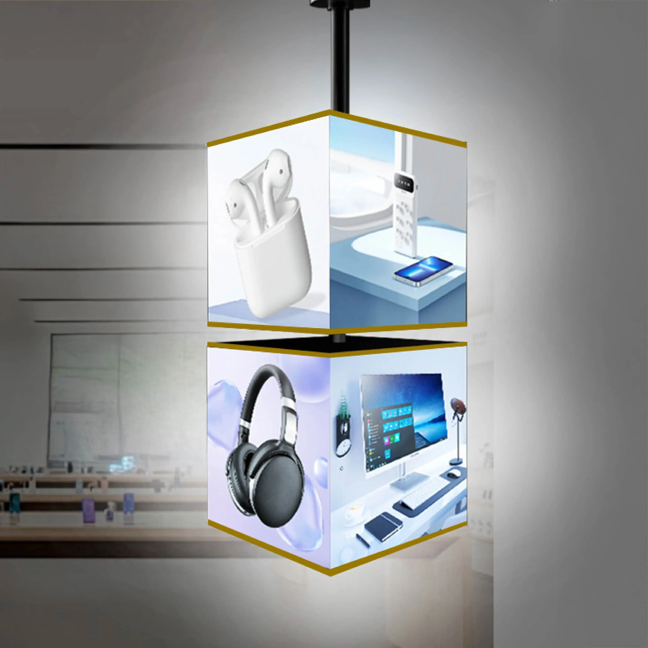 Hộp đèn quảng cáo LED mica Xoay vô cực 2 tầng-4 Hộp đèn quảng cáo LED mica Xoay vô cực 2 tầng