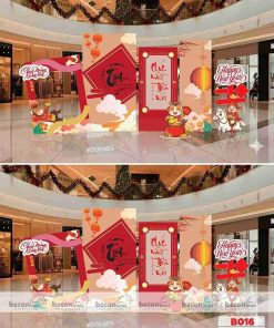 Backdrop trang trí Tết