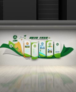 TƯỜNG VĂN HÓA DOANH NGHIỆP TÔNG XANH 3D HIỆN ĐẠI